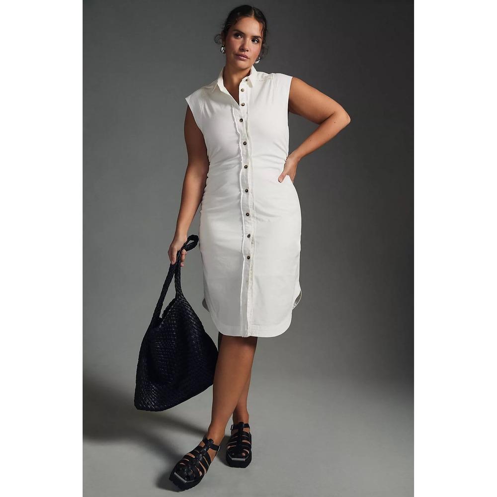 Pilcro by Anthropologie Sleeveless Button Front Midi Shirt Dress Size 12